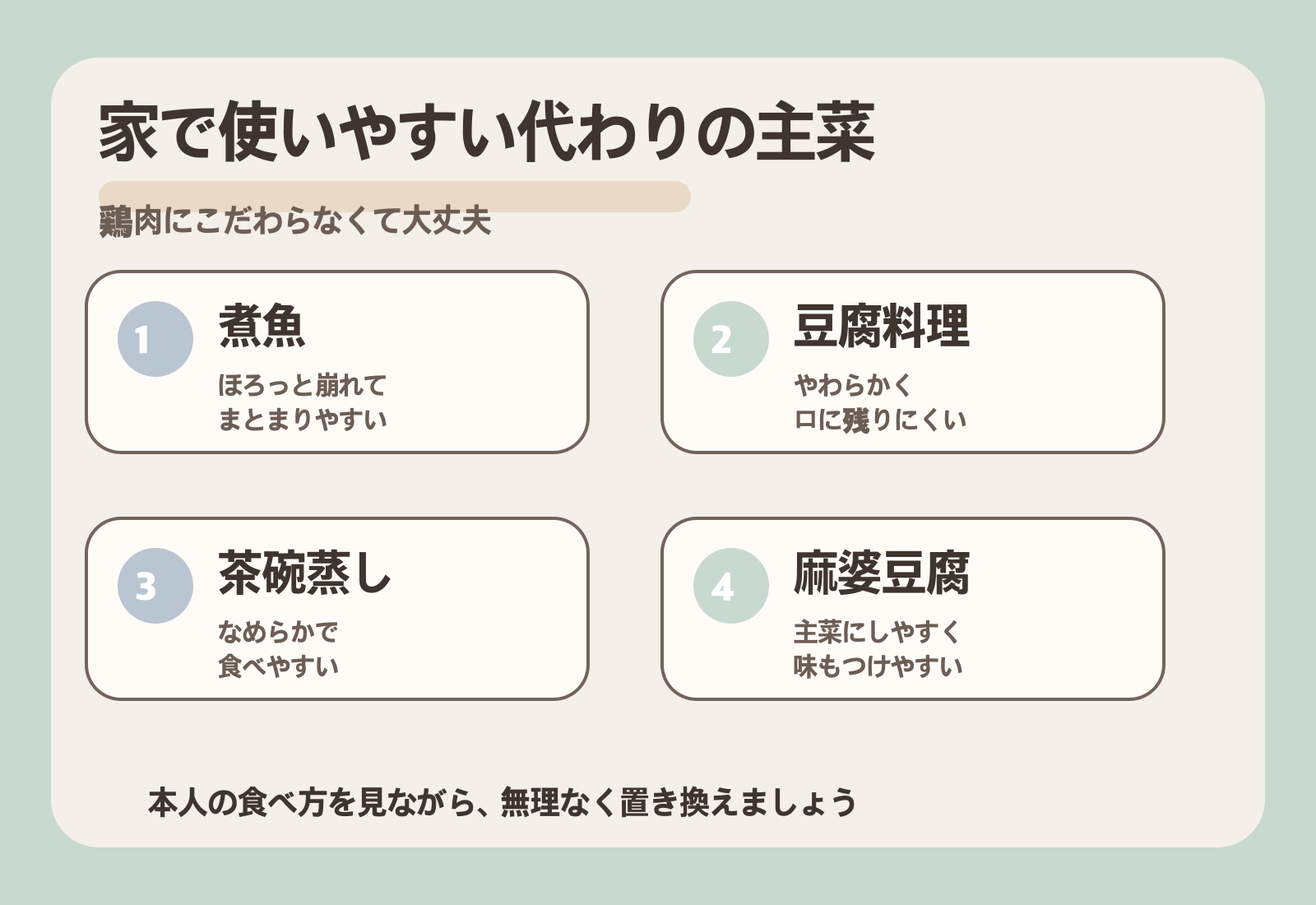 家で使いやすい代わりの主菜