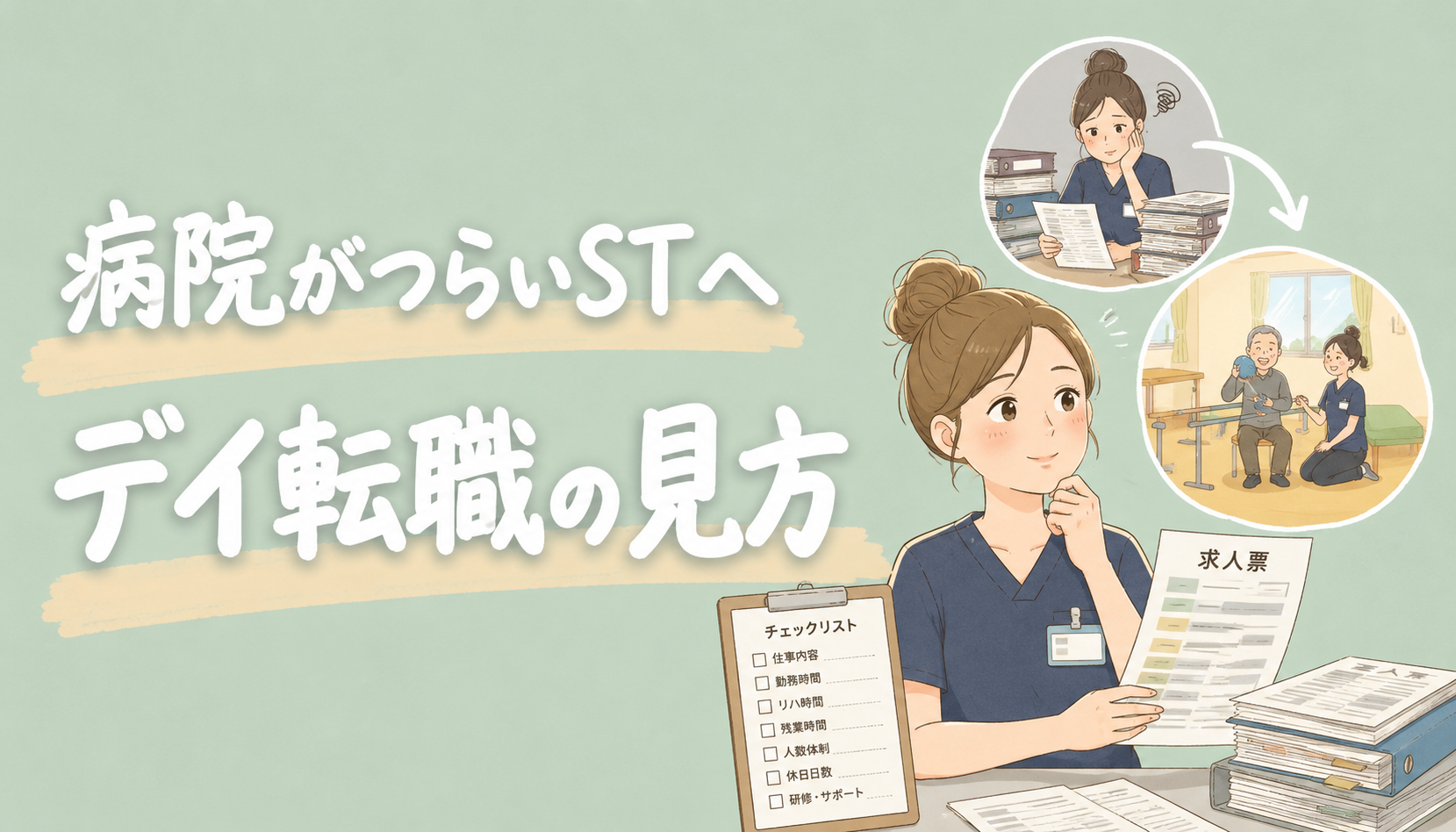 【現役ST解説】病院がつらいSTへ｜デイサービス転職で後悔しない求人票の見方
