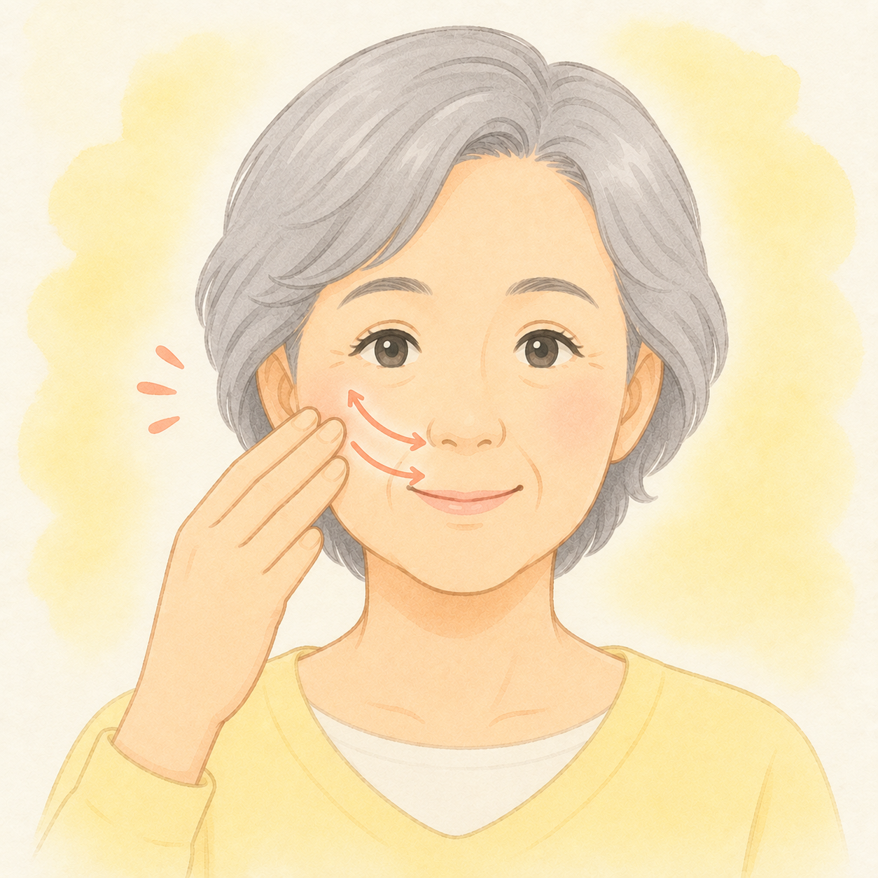 頬のマッサージ イラスト