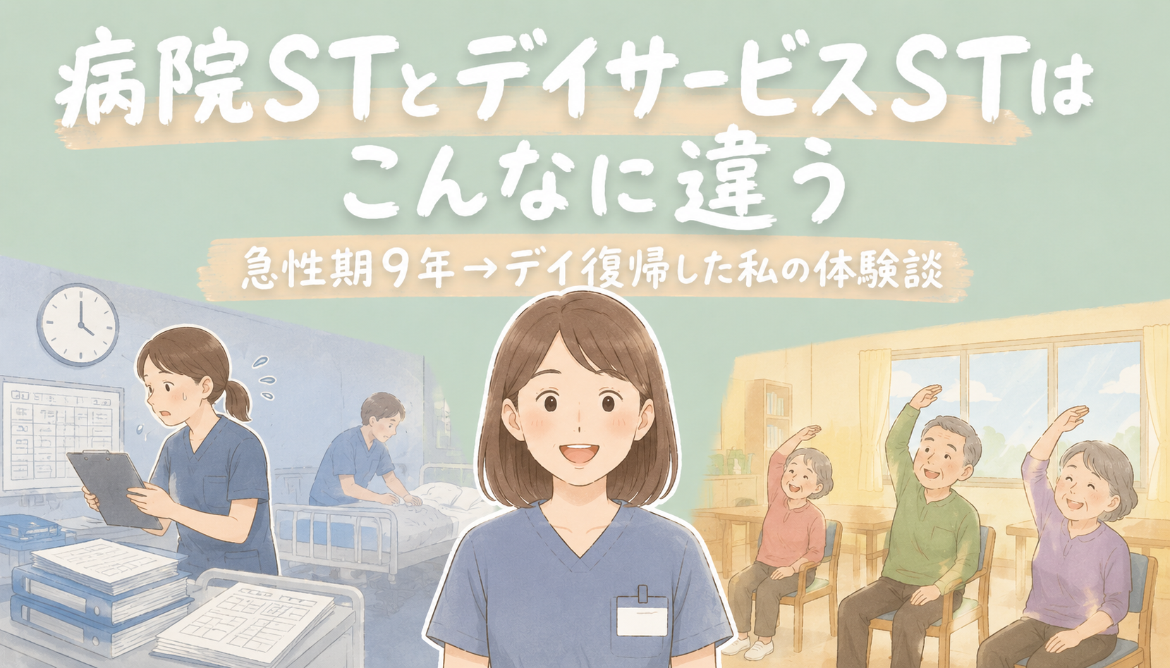 【現役ST解説】病院STとデイサービスSTはこんなに違う｜急性期9年→デイ復帰した私の体験談